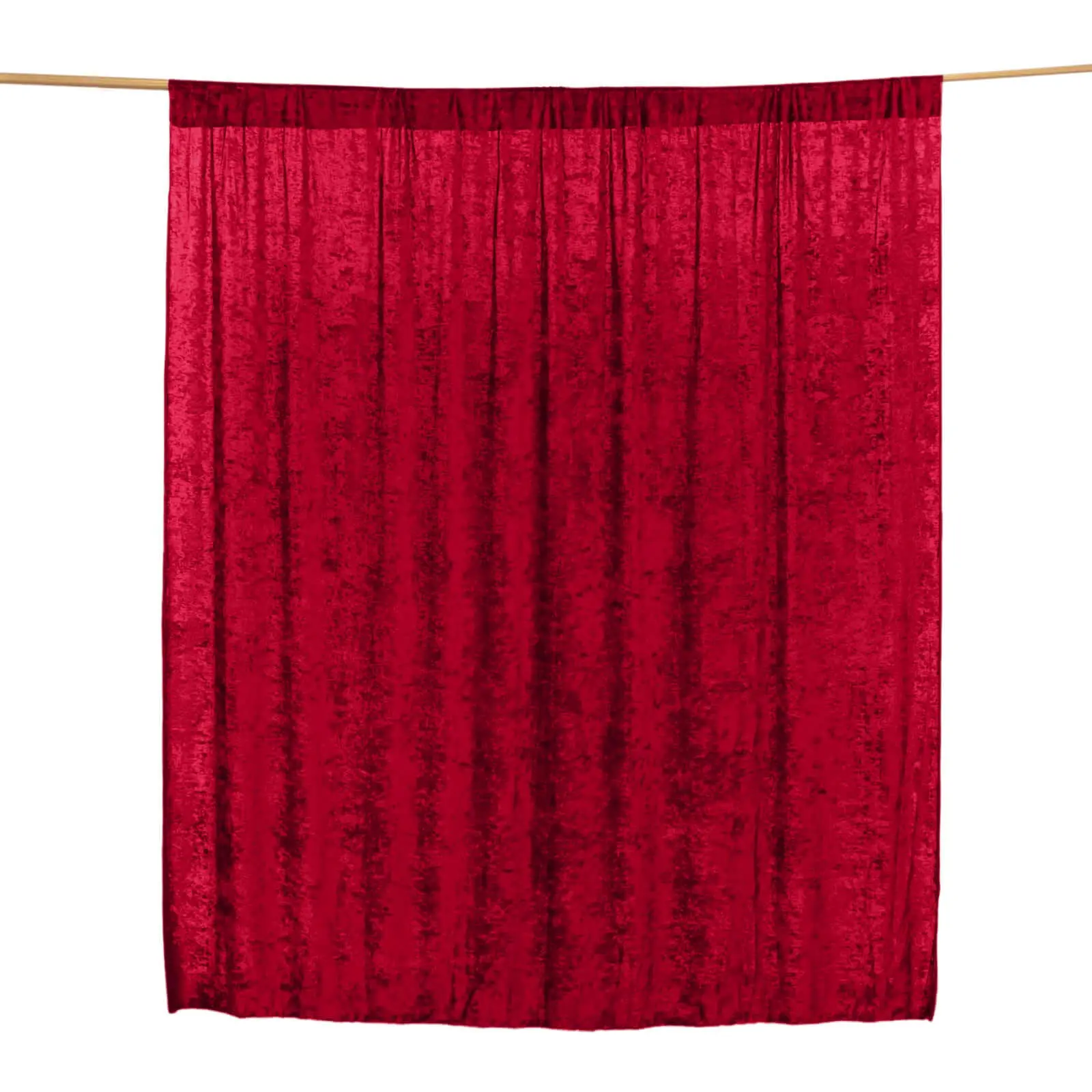 Red Crushed Velvet Decorative 1-Sided Solid Backdrop Curtain - 8ft x 8ft Rod Pocket Event Drape, Privacy Panel, Wedding Party Backdrop Decoration for Home, Ceremony Use with Draping & Fabric Cover