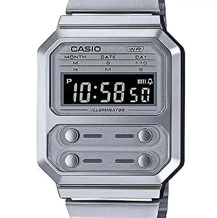 Brand new Casio Vintage Silver Digital new Design watch for Men' s A100WE-7B