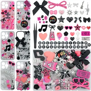1050 Pcs Junk Case Charms Kit, Junk Phone Case Charms, Charms for Customizing Cases, Kawaii Bow, Letter Beads, Nail Accessories, Flatback Pearls, Rhinestones, Cute Aesthetic Decor for DIY Craft Scrapbooking Jewelry Making