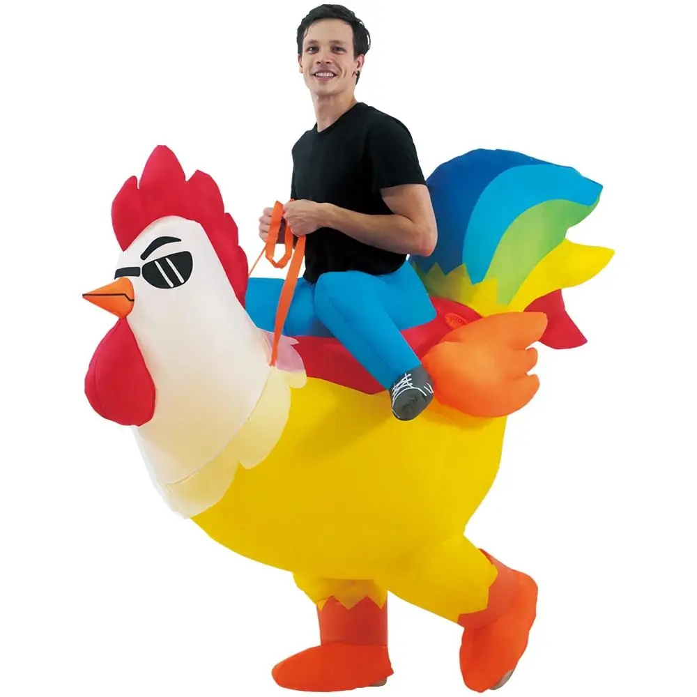 Rooster Inflatable Costume Funny Adult Chicken Animals Inflatable Suit Halloween Carnival Blow Up Suit for Cosplay Costumes