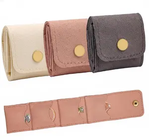 3-Pack Compact Classic Mini Jewelry Storage Box Set, Collapsible Buckle-Closure Travel Pouch Organizer for Earrings, Necklaces, Rings, Chain Bracelets, Brooches