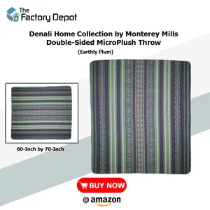 Denali Home Collection by Monterey Mills 60-Inch by 70-Inch Double-Sided MicroPlush Throw, Earthly Plum