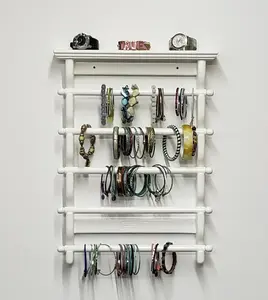 Wall Mount Jewelry Organizer Bracelet or Bangle Holder. With 5 removeable bars  with storage space on top. Jewelry organizer Bracelet Organizer