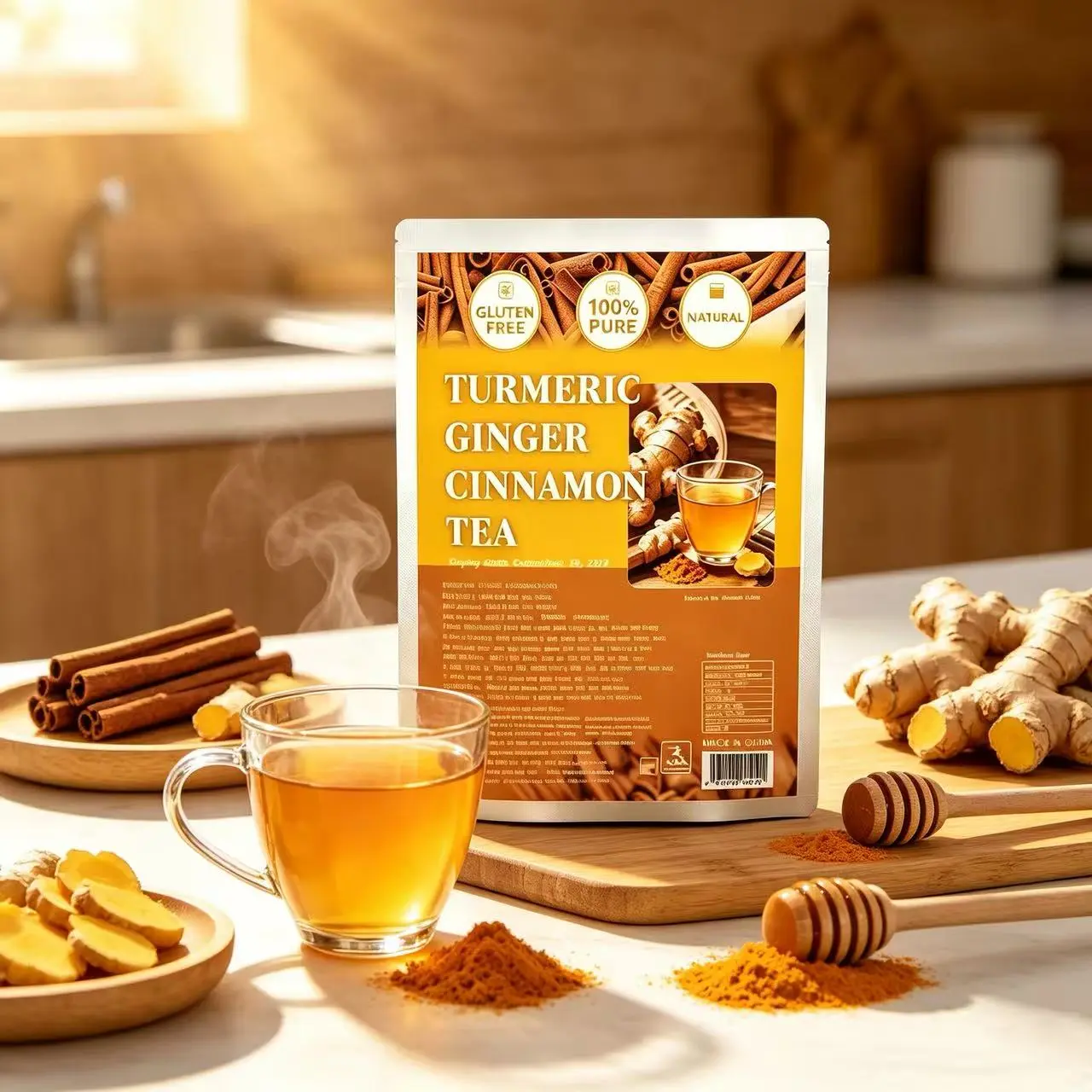 Natural Turmeric Ginger-Cinnamon Warm Spice Herbal Tea Bags - Eco-Friendly, Anti-Inflammatory Digestive Support Beverage, Anti Inflammatory Tea
