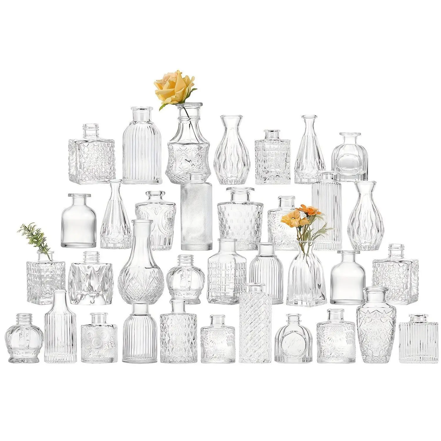 TOMNK 9/12/24/36/54pcs Bud Vase, Wedding Centerpieces For Tables, Mini Clear Bud Vases For Flowers, Small Flower Vases Suitable For Birthday Party, Anniversary, Wedding, Home Table Deco, Multiple Sizes, For Mother'S Day