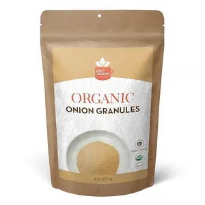 SPICY ORGANIC Onion Granules - Pure USDA Organic - Non-GMO Culinary Granulated Onion- Perfect for Use in Sauces, Soups, Salad Dressings, Condiments, Snack Foods, and Dairy Products - 8 Oz. Spice Flavor