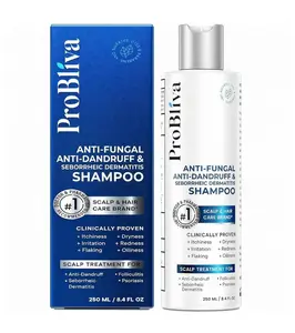 ProBliva Anti-Fungal Anti-Dandruff & Seborrheic Dermatitis Psoriasis Shampoo – Medicated Scalp Treatment Shampoo for Dandruff & Seborrheic Dermatitis – Relieves Flaky, Itchy & Dry Scalp (8.4 fl oz)