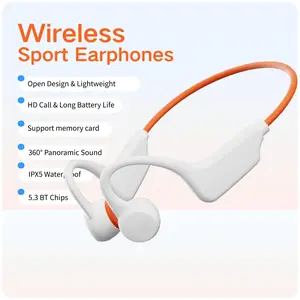 Wireless 5.3 Bone Conduction Headphones, IPX5, Open Design, Air Sound, USB Rechargeable, Push Button Control, Volume Control, Lightweight, Comfortable for Fitness, Running & Cycling, Sports Headphones