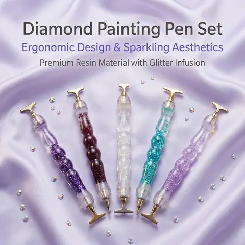 Luminous Quicksand Acrylic Diamond Painting Pens, Diamond Painting Accessories with 12 Zinc Alloy Threaded & Resin Rhinestone Pen Tips (Threaded Tip Fit) for DIY Crafting (Toys & Hobbies, DIY Needlework)