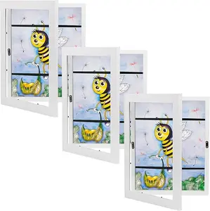 3 Pack Kids Art Frames, 8.5x11 Front Loading Kids Artwork Frames Changeable Display, Storage Frames for Holds 70 Pieces Children Artwork, for Wall&Table, Hanging Art, Crafts (White)
