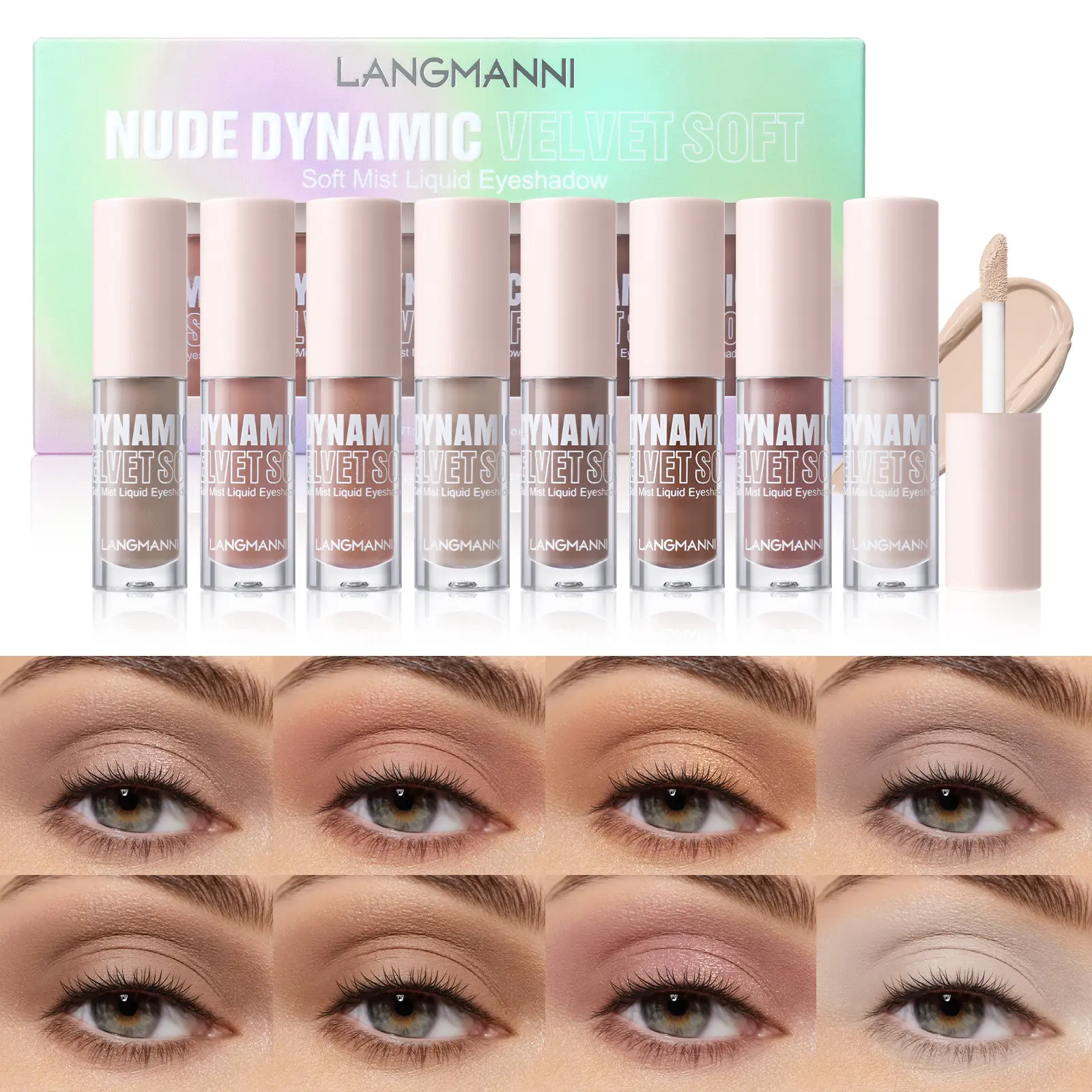 All-in-One Liquid Eyeshadow Set, One-Swipe Application, Non-Sticky & Comfortable for Day Night Makeup