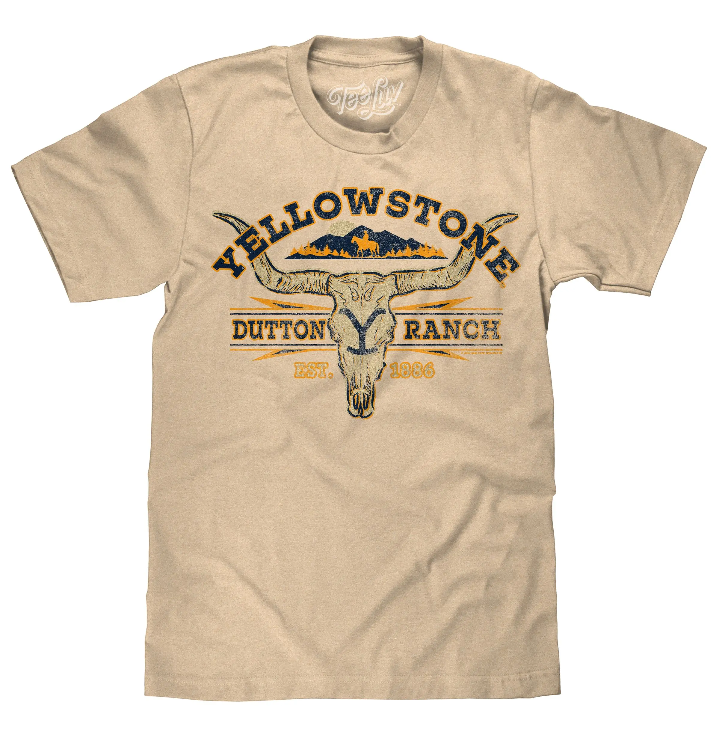 Yellowstone Dutton Ranch Cattle Skull T-Shirt - Cream