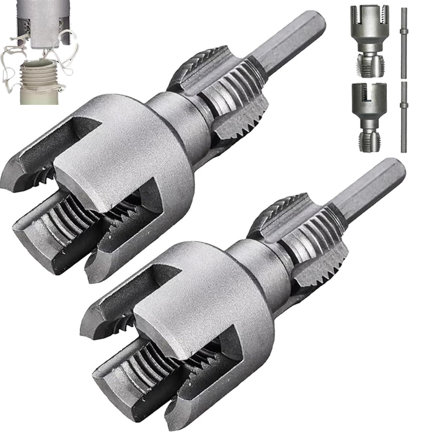 1/2" & 3/4" PVC Pipe Thread Cutting Tool – Integrated Internal & External Threading Tool, Upgraded Pipe Thread Cutter for Plumbing DIY Repairs