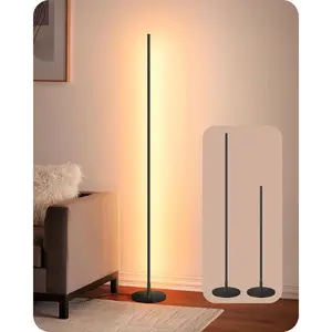LED Corner Floor Lamp, 57.5" Minimalist Dimmable Sleek Light, Adjustable Height, Standing Tall Floor Lamps for Living Room, Bedroom, Office, 3000K Warm White Light, Black