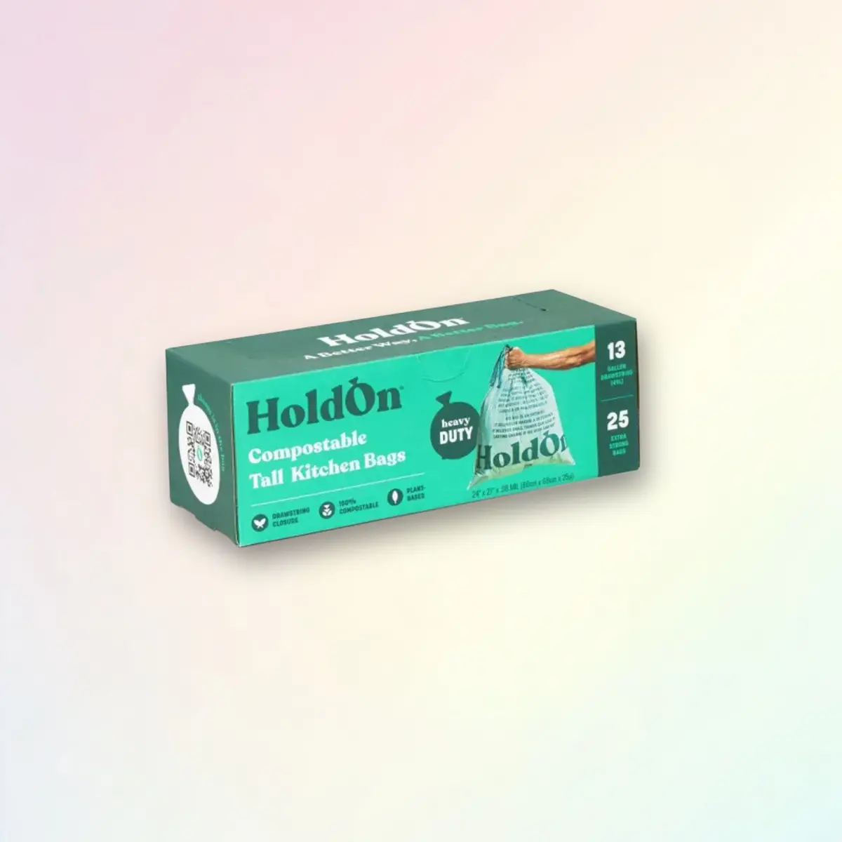 Compostable Kitchen Trash Bags 13 Gallon 25ct - Eco-Friendly, HoldOn Bags