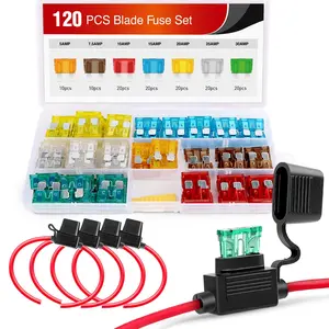Nilight 120-Piece Standard Blade Fuse Assorted Set (5A,7.5A,10A,15A,20A,25A,30A) with 5-Pack 12AWG ATC/ATO Heavy-Duty Inline Fuse Holders - Car Overload Protection for Trucks,SUVs