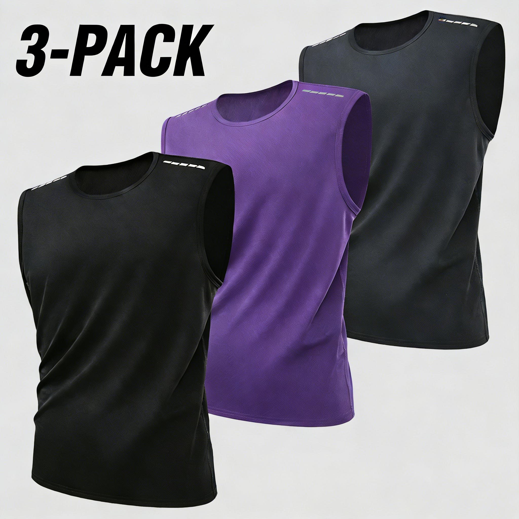 Men’s multi-pack casual tank tops available in multiple colors with a patchwork design. Made from smooth, comfortable, soft, warm fabric with reflective stripes for added visibility. Loose, fashionable, trendy sleeveless tank tops suitable for summer wear