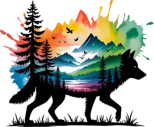 DTF Transfer – DB Wolf Water Color Multi Sizes