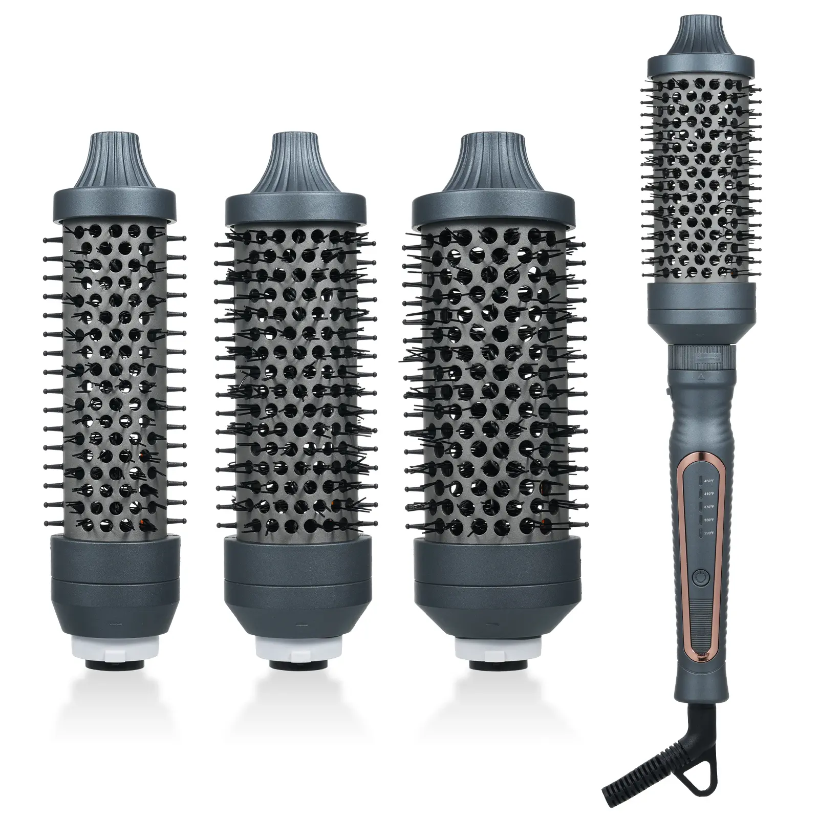 Hair Curling Brush Kit Hair Tools for Styling, Frizz Control with 3 Detachable Curling Brushes, Curly Hair Tool, Hair Curler Brush