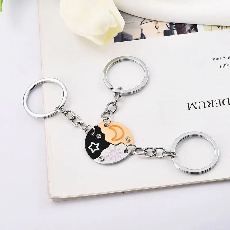 3 Pcs Cute Sun+Moon+Star Trio Puzzle Keychain Set - Unisex Bestie Set with BFF Puzzle Pieces, BFF Trio Gift for Bags, Graduation Mini Gifts