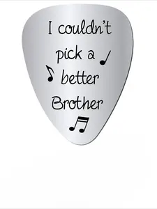 1 set of stainless steel guitar picks with guitar clip, triangle with music note pattern, Letter Guitar Print