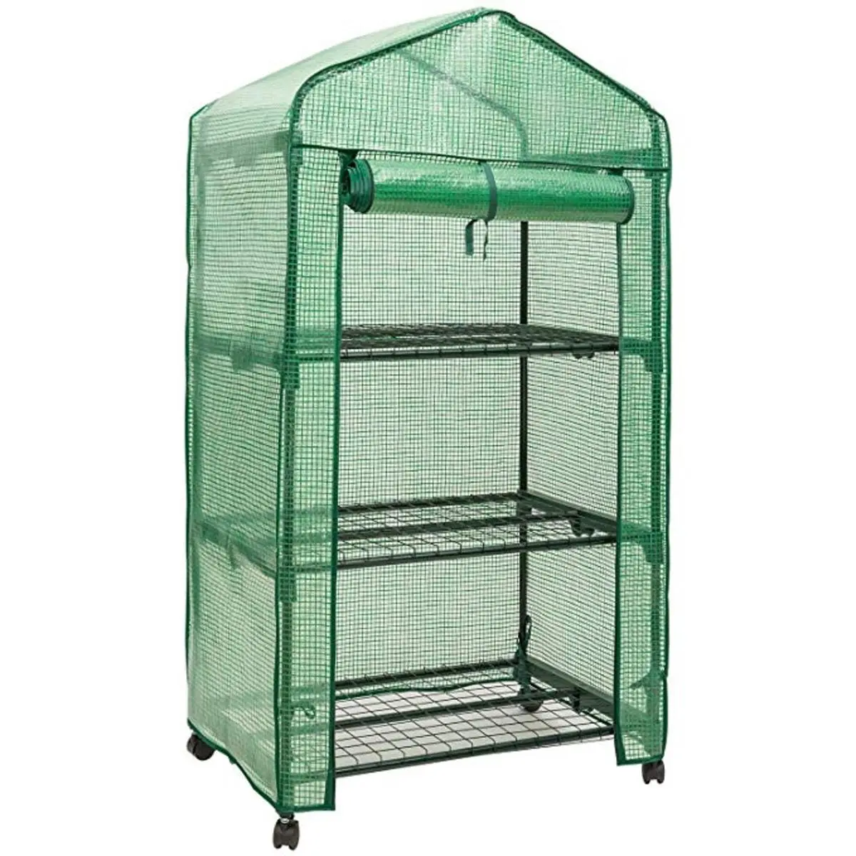 212 MAIN 3-Tier Portable Rolling Mini Greenhouse with Opaque Cover, Outdoor Grow Tent System, Roll-Away Convenience (Greenhouses for Home Garden Seed Starting), Mini Greenhouse Greenhouses