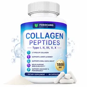 FoSoCang Collagen Peptides 5 Types Complex 1800mg  Dietary Supplement for Health Beauty Fitness 90 Capsules Edible Healthcare
