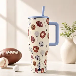 HydroJug 40oz Sports Ball Tumbler with Handle, Stainless Steel Insulated Travel Mug, Leakproof Vacuum Water Bottle