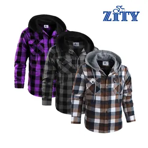 ZITY Menswear Classic Plaid Hoodie Shirt: Oversized Streetwear Checked Flannel Pullover - Long Sleeve Button-Front Tops & Sweatshirts - Easy Layering No Bulk Wetsuit-Soft Casual Wear TikTok Shop Deals Tights Pockets Breathable gifts for him SpringStatemen