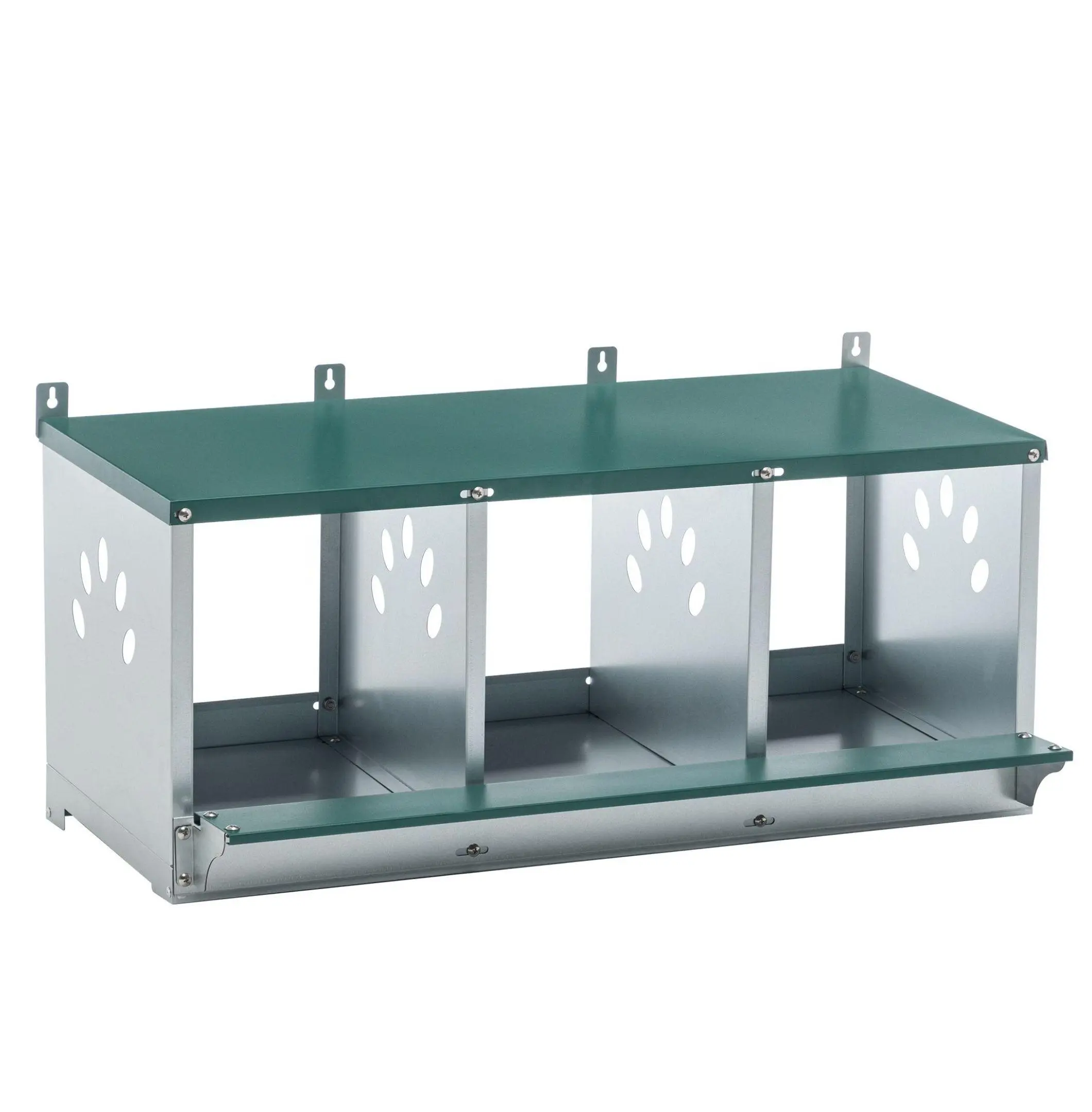 Galvanized Steel 3-Room Chicken Nesting Boxes - Rust-Resistant, Forward Incline Coop for 6 Chickens