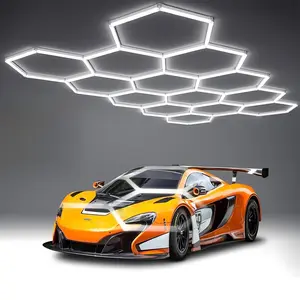 Hexagon LED Garage Light, Super Bright 105W 12600LM 65000K Daylight White LED Car Garage Light,,3/5/8/11/14 Hexagonal Grids for Garage, Shopping Mall, Workshop and Car Detailing etc.