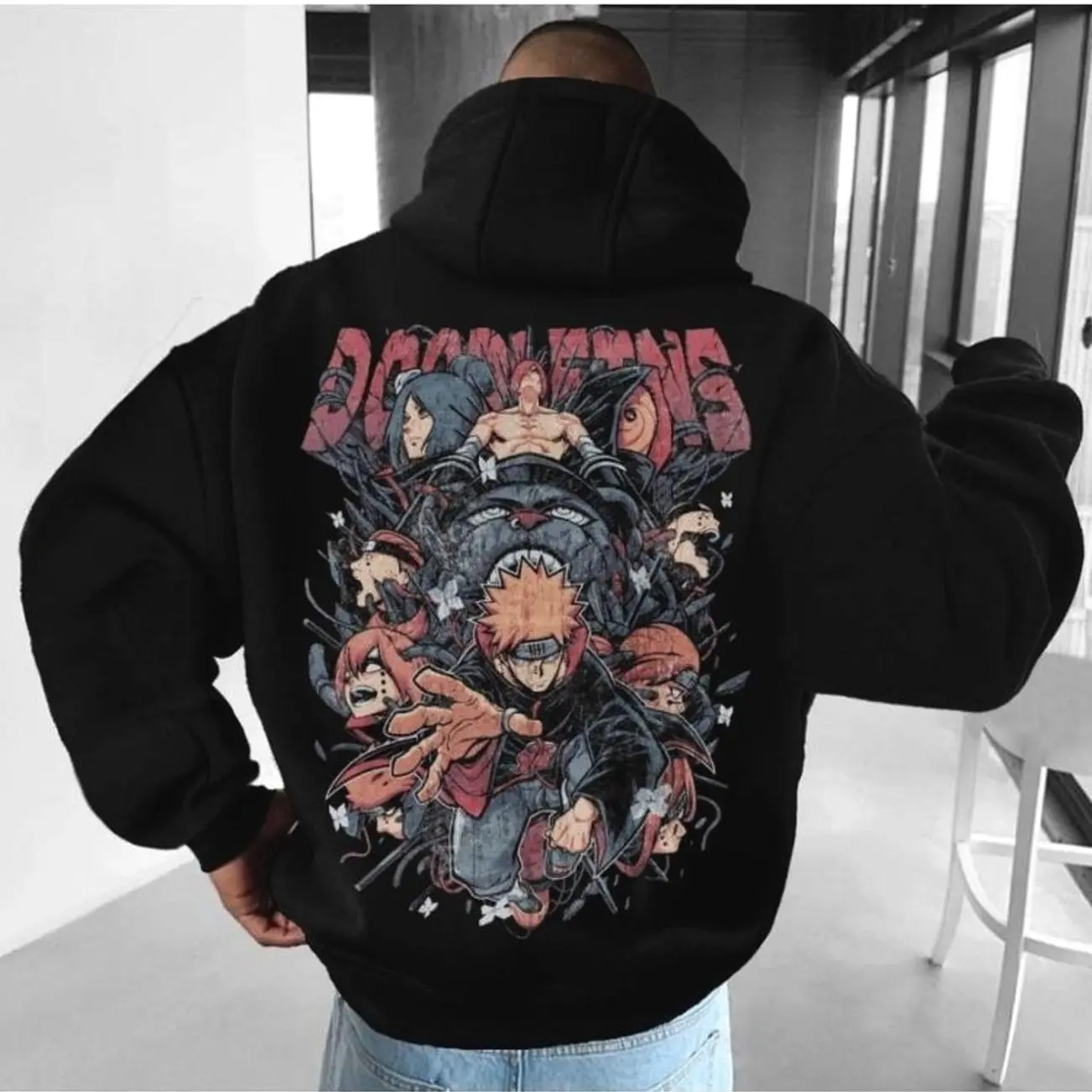 Narutoo Vintage Akatsuki Hoodie, Anime Fan Hoodie, Menswear, Unisex, Drippy Outfits, Best Anime Gift, Relaxed Premium Cotton Hoodie QZGC7