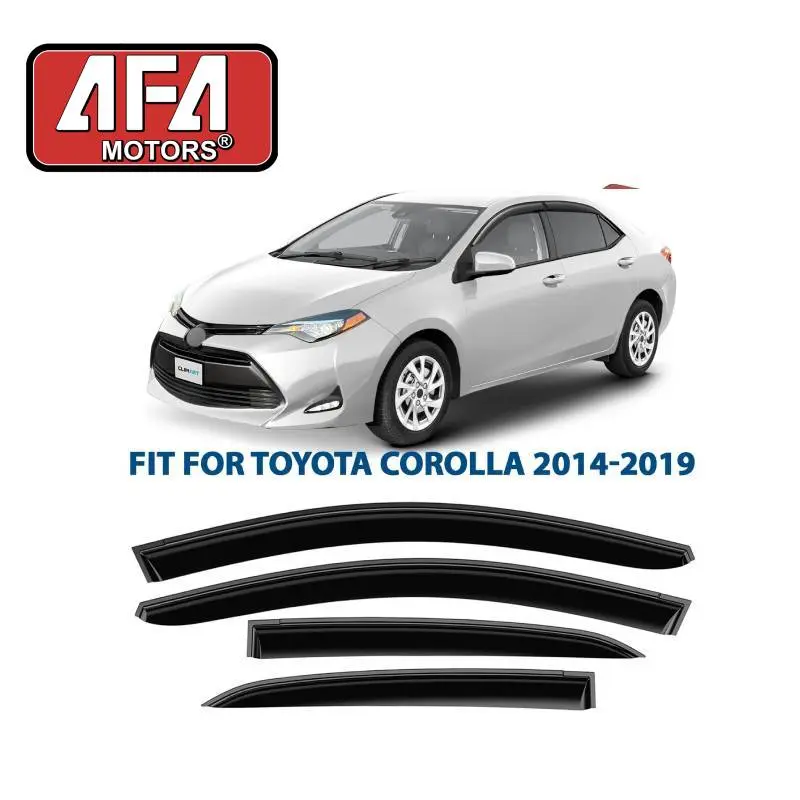 Window Rain Guard Visor for 2014-2019 Toyota Corolla, Dark Smoke Vent Shade Deflector, Side Window Visor Air Deflector, Wind Noise Reduction, Sun Rain Wind Guard, Slim Style Exterior Auto Accessory