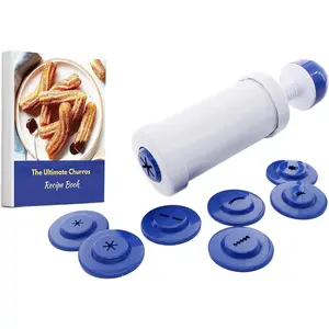 Churrera Churro Maker with FREE Recipe e-Book - Easy Piping Nozzle Tool for Deep Fry Churro in 8 Difference Shapes
