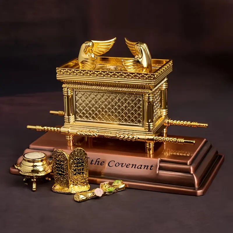 Metal Ark Display Set, Jewish Religious Style, Vintage Decor, Ornate Religious Decor, Desktop Decoration, Cultural Collection, Religious Collectibles, Includes Ten Commandments Stone, Religious Home Decor, Religious Decorations, Spiritual Decor