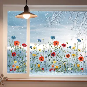 A piece of (30*60cm) floral spring window stickers with electrostatic adsorption for glass windows, home decoration and beautification, Decoration Items, D10227, Decorative Decal