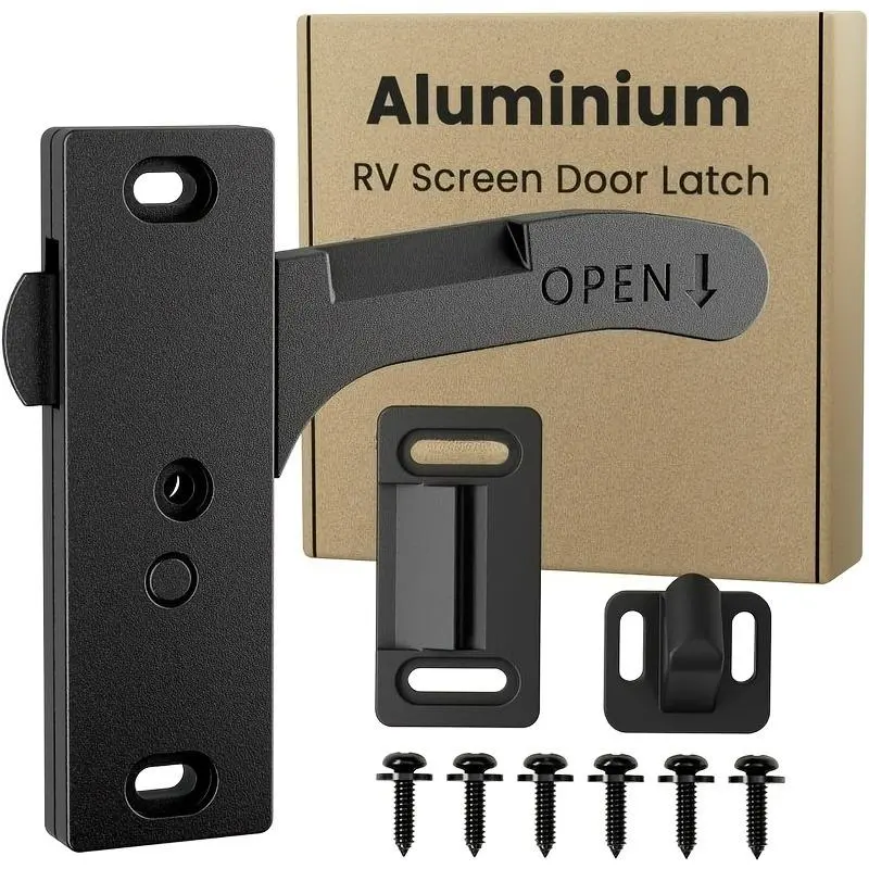 Aluminum RV Interior Screen Door Latch Handle Hardware - Heavy-Duty Locking System, ABS Plastic Acrylonitrile Butadiene Styrene Latch Set for Travel Trailers, Camper Vans