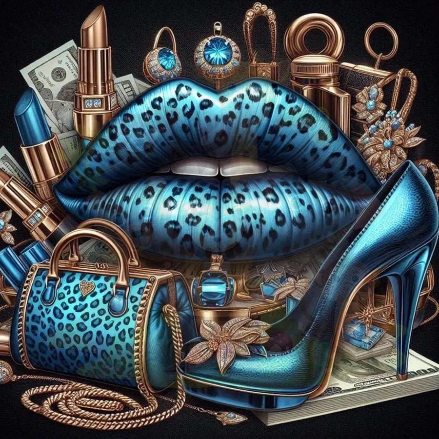 1pcs 5D DIY handmade diamond painting set, 5D diamond art set, DIY decoration, leopard print lip imprint diamond painting set full round drill DIY, mosaic, diamond art, DIY home decoration, suitable for Halloween and Christmas.