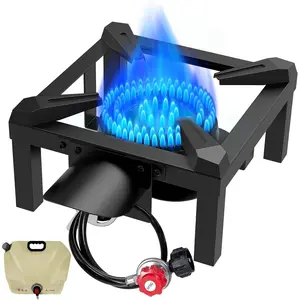 Propane Burner, 100,000  High Pressure Single Propane Stove - Heat Shield and Guard,Adjustable Hose with Regulator, Gas Stove for Outdoor Cooking, Turkey Fry, Seafood Boil