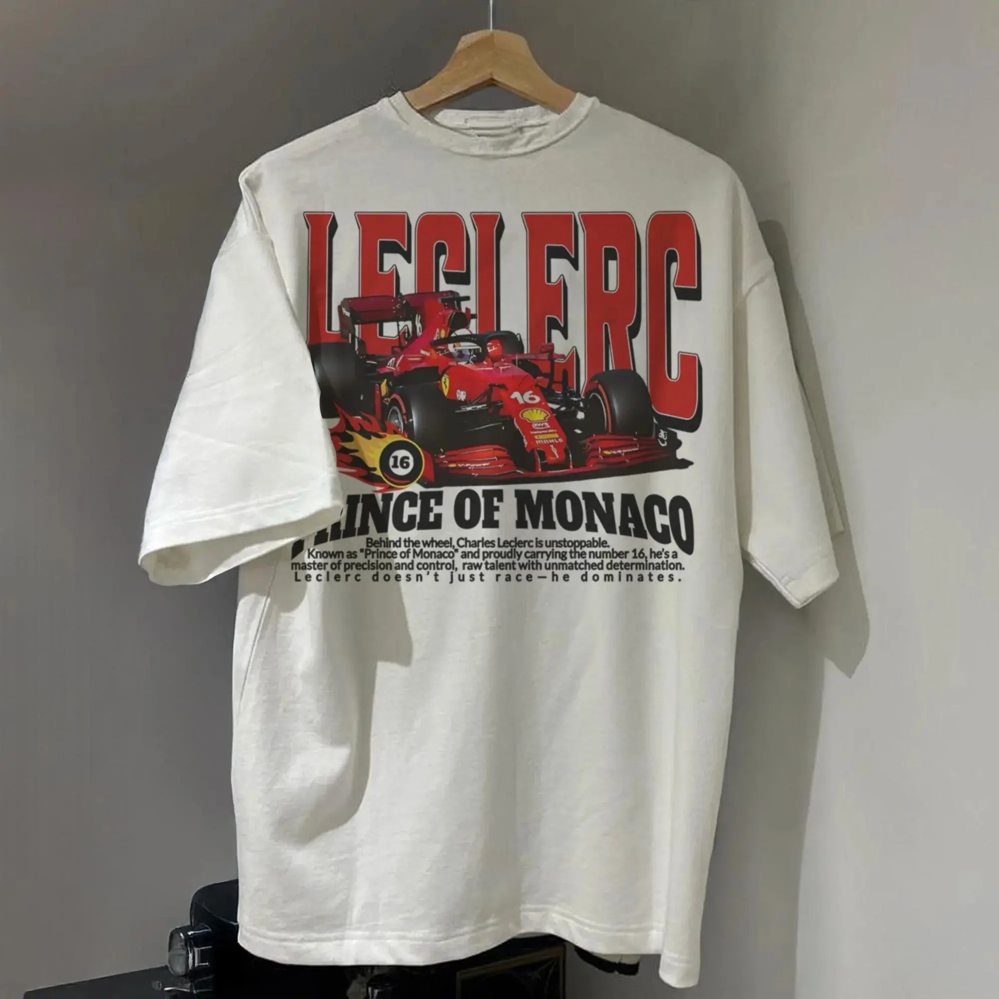 Vintage Charles Leclerc Prince of Monaco Shirt, Retro T-Shirt, Leclerc 16 T-shirt, Monaco GP Fan Gift Race Day Shirt, Menswear, womensswear, cotton, crewneck