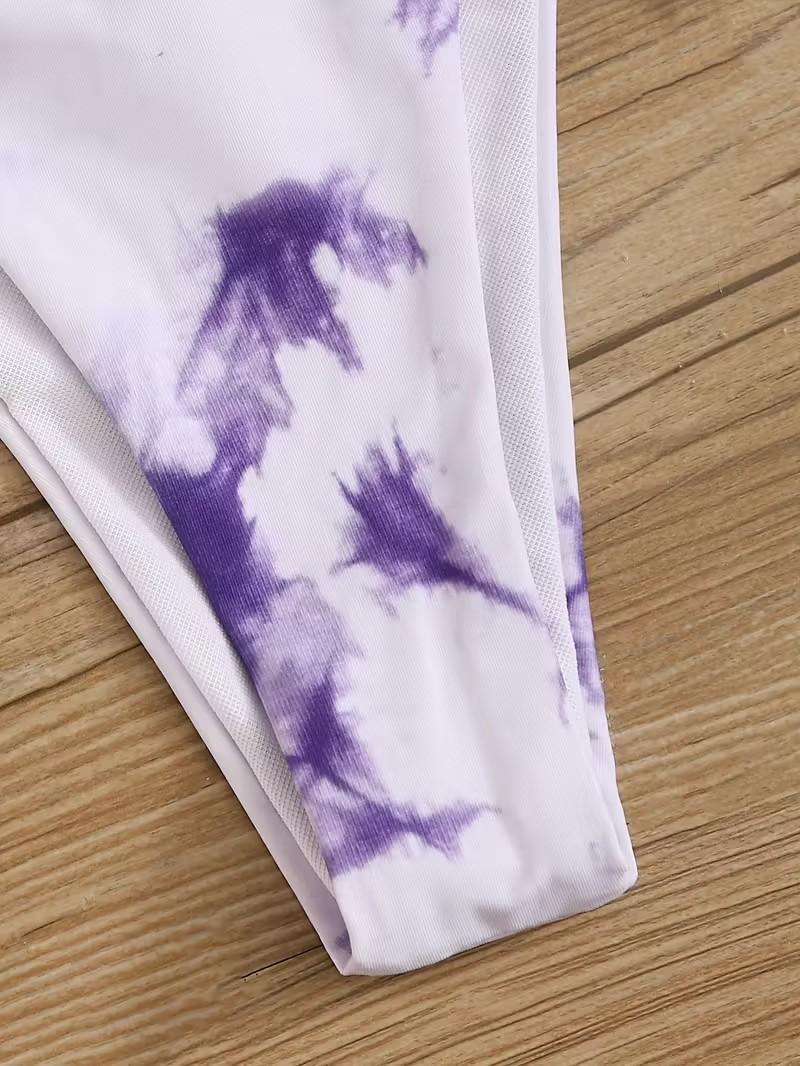 New Tie-Dye Two-Piece Bikini Set with Sexy Straps and Bow Detail, V-Neck Party Swimsuit for Women