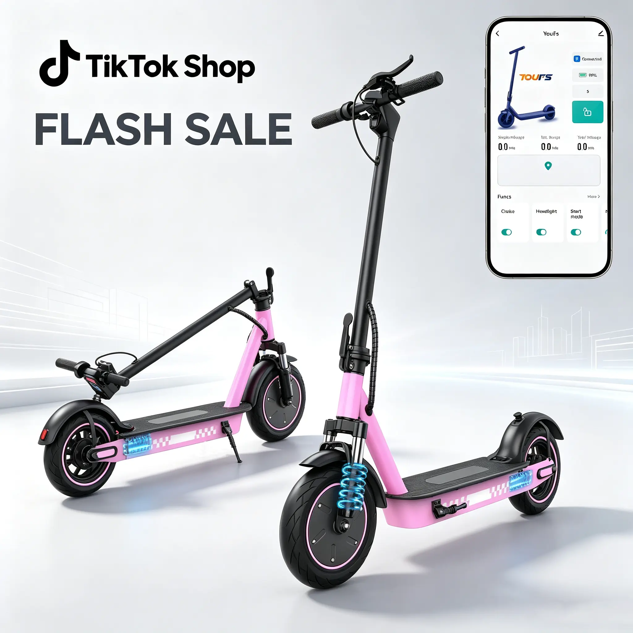 Pink Commuter Electric Scooter for Adults - Foldable Frame with 350W Motor, 19 MPH, App & LCD Control, Dual Brakes, Shock Absorption & 10-Inch Solid Tires, Lightweight Foldable Scooter, Portable Folding Scooter