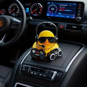 Car Dashboard Accessories Set, Car Decorations, Car Interior Decorative, Funny Hip Hop Duck, Includes Headphones, Necklace, Sunglasses, Game Controller, Speaker, Car Ornament, Car Desktop Decor