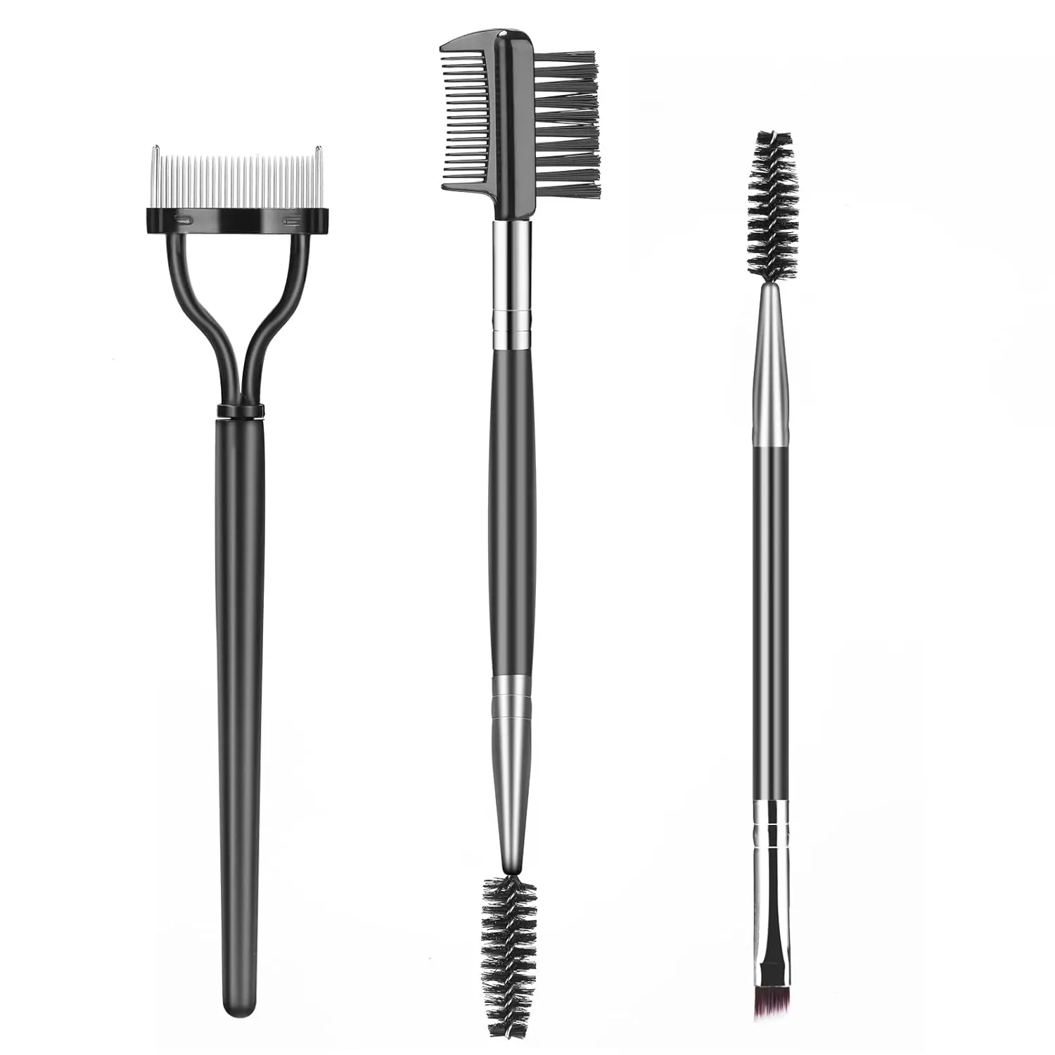 Cruelty-Free 3-Piece Eye Makeup Tools Set - Eyebrow Brush, Brow Comb, Eyelash Separator, Lash Spoolie for Beauty & Personal Care Creators, Dreamers (3 Piece Set Inclusive)