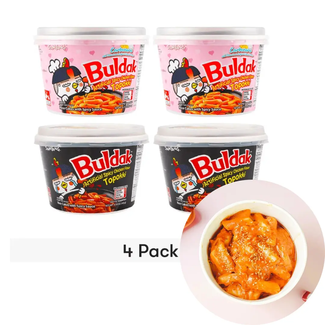 SAMYANG Korean Buldak Carbonara Tteokbokki Topokki- Spicy Chicken and Cheese Flavor, 6.31oz each Pack, Instant Rice Cakes, Great for Spicy Lovers - Fo