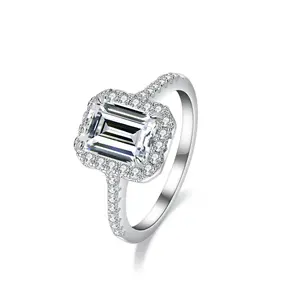 #55 (Emerald Cut) 925 Sterling Silver Synthetic Moissanite Ring