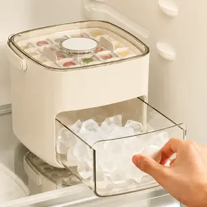 48-compartment ice tray with easy-press lid - Double-layer portable design, includes silicone tray, durable plastic construction,beverage cooling, suitable for homemade frozen foods and drinks.（white）