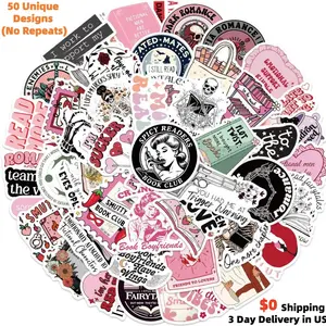 50PCS Smut Reader Stickers - Spicy Bookish Romantasy Vinyl Waterproof Decals for Kindle, Laptop, Hydro Flask, Phone Case - Aesthetic Spicy Romance Book Lover Gifts for Bookworms, Adults & Fans - High Quality Spicy Reading Sticker Pack