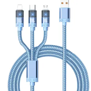 3-in-1 usb Lightning c cable, super Durable cord Multi-USB Fast Charging tech Cable For for iPhone,Android,Type C,Smartphone Charging Device,c type charger, Micro multi-charging cable,Silicone charging cables,Cellphone electronic charge, outdoor activity