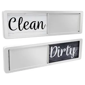 Letter Pattern Dishwasher Magnet, 1 Count Strong Universal Dirty Clean Dishwasher Magnet Indicator, Slide Rustic Farmhouse Black and White Magnet Sign for Kitchen Organization